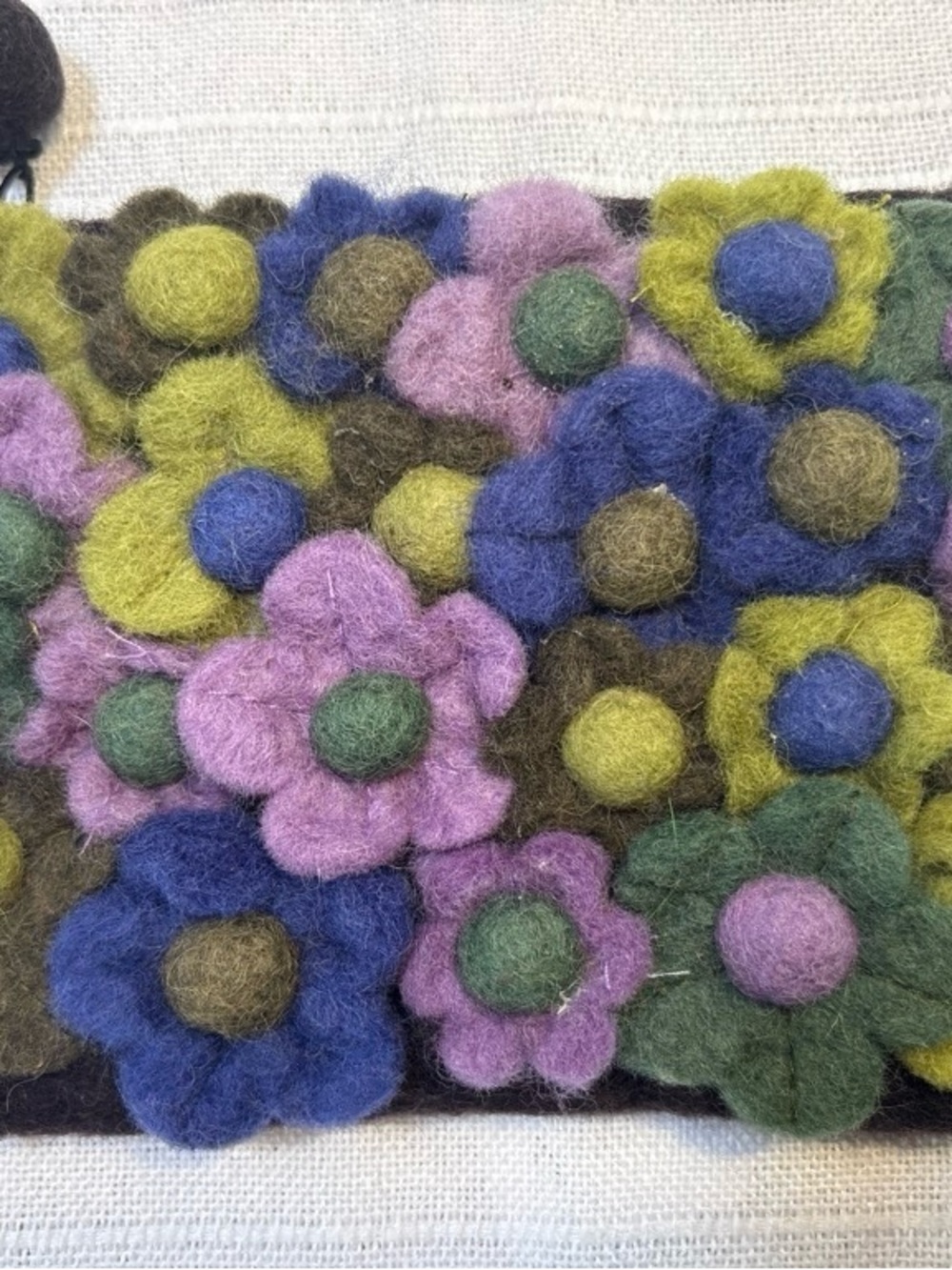 Rising Tide Pouch Multicolored Floral Felted Wool Zippered One Size EUC